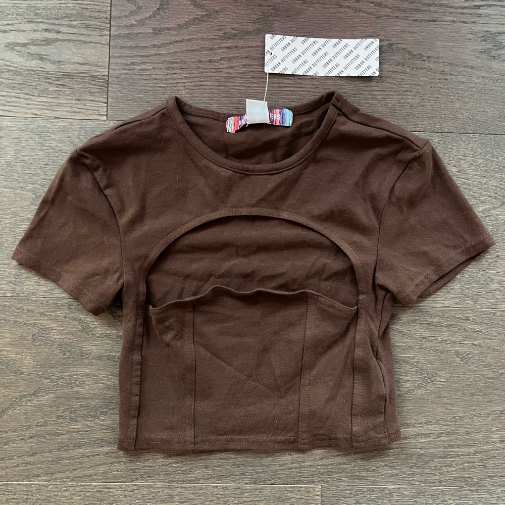 Urban outfitters brown cut out crop top